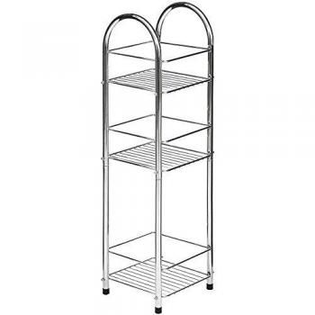 Bakaji - Mueble con 3 estantes para el baño de metal cromado, 81 x 20 x 20 cm, estantería de columna