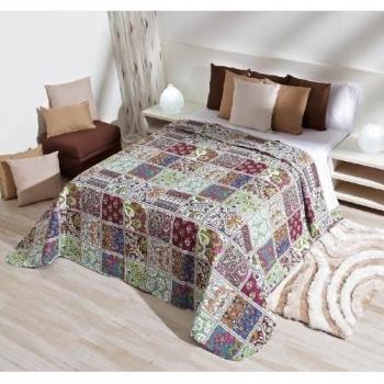 San Carlos Tableaux - Colcha bouti patchwork, relleno ligero, esquinas redondeadas, color morado