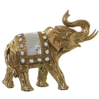 Figura Decorativa Elefante Dorado Plástico 11 x 23 x 19 cm