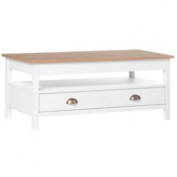 Mesa de Centro Elevable de MDF Natural con Cajón 100x45 cm
