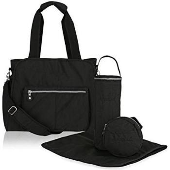 Suvelle RFID viajes bolso de mano, bolso, bolsos, bolsas de pañales de bebé, cochecito Organizador, 4-PCS Set negro negro