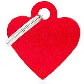 Medallita Personalizada para Mascotas en Forma de Corazón Pequeño de Aluminio Rojo