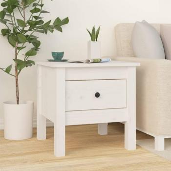 Mesa baja auxiliar de madera maciza de pino blanca 40x40x39 cm