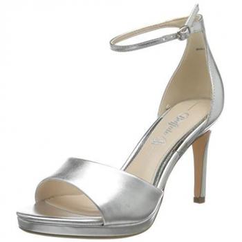 Buffalo Ronja Women's High-Heel Sandals in Silver, Vegan Nappa