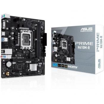 ASUS Prime H610M-R-SI Motherboard, Intel LGA 1700 Socket, H610 Chipset, Supports up to 96GB DDR4 Memory, VGA + HDMI + DisplayPort Outputs, Gigabit LAN, 4 SATA