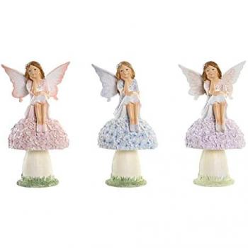 Figura Decorativa DKD Home Decor Azul Rosa Lila Hada 9,5 x 8 x 17 cm (3 Piezas)