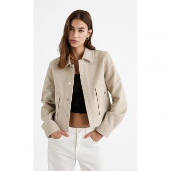 Stradivarius Beige Soft Touch Short Jacket M