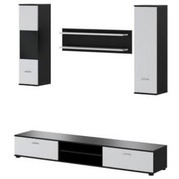 Mueble TV JEREMIAH con compartimentos - Color Blanco y Negro