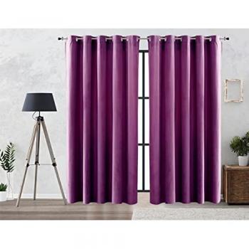 Cortina Oscurante Lisa Efecto Aterciopelado con Ojales Metálicos 140x260 cm Color Malva