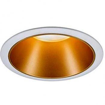 Luz empotrable LED Cole 6,5W 2700K IP44 blanca y oro mate, regulable en 3 niveles