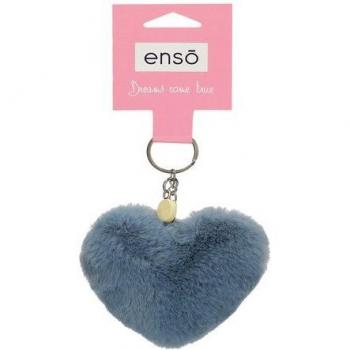 Monedero Azul Pompón con Llavero y Detalle de Corazón - Elegante y Funcional