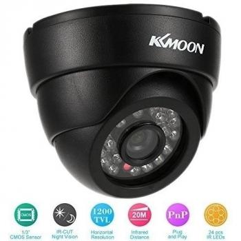 KKmoon HD 1200TVL Cámara de Vigilancia en Domo 1/3¡± CMOS IR-Cut CCTV Sistema de Seguridad Indoor Visión Nocturna PAL, Color Blanco/Negro