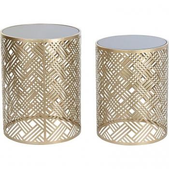 Juego de 2 mesas auxiliares DKD Home Decor, color negro y dorado, dimensiones 42 x 42 x 55 cm