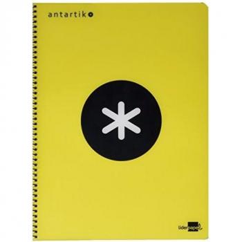 Liderpapel - Bloc espiral a4 micro antartik tapa polipropileno 120 h 100g liso con bandas 4 taladros amarillo