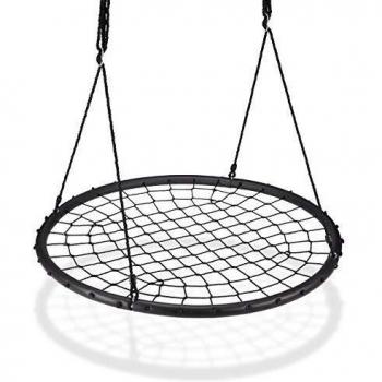 Relaxdays Columpio Jardín Nido de Red para Niños y Adultos, hasta 150 kg, Negro, ø 120 cm