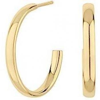 Itemporality Pendientes City, de plata chapado en oro amarillo media caña con tubo oval SEA-200-153-03