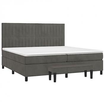 Cama box spring con colchón terciopelo gris oscuro 200x200 cm
