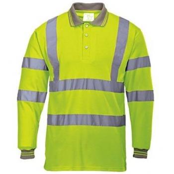 Polo de Manga Larga Alta Visibilidad con Cintas Reflectantes Portwest S277 Amarillo Talla L