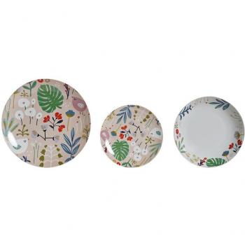 Pack de Vajilla Porcelana Flores Multicolor (18 piezas)