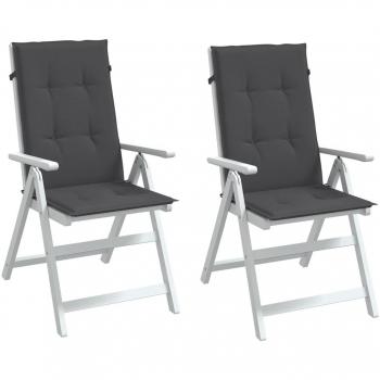 Cojines de silla respaldo alto 2 uds, tela antracita melange, gris claro melange, gris oscuro melange - Cojín Decorativo de Asiento para muebles de salón
