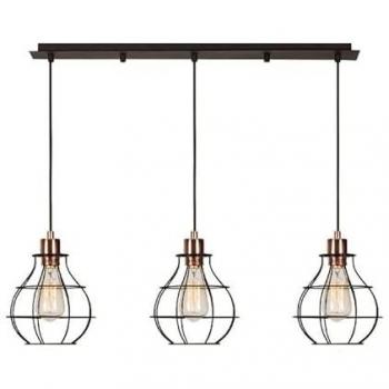 Lámpara de Suspensión Urbino, Metal, Cobre, Negro, 100x20x113 cm