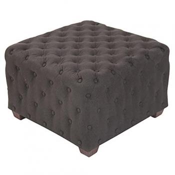 Taburete bajo cuadrado acolchado en tela gris oscuro CLP