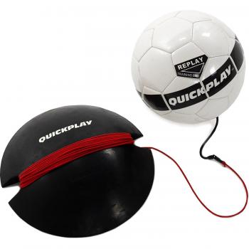 QuickPlay Replay fútbol formación bola | ajustable cuerda elástica para entrenamiento con peso base – la mejor entrenador de fútbol – nuevo manos libres para 2017 -, tamaño 4 balón de fútbol