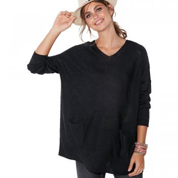 VENCA Jersey con Bolsillos de plastrón Tricot Perlado Mujer by Vencastyle - 022910,Negro,XL