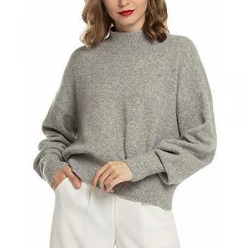 Woolen Bloom Sueter Mujer 2019 Jersey Elegante Jerseys Punto Gris Suelta y Cómoda Sudadera Chaqueta de Punto Mujer