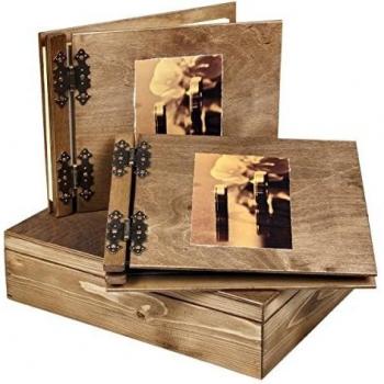 50 álbum de fotos y libro de invitados en caja de madera como regalo de boda