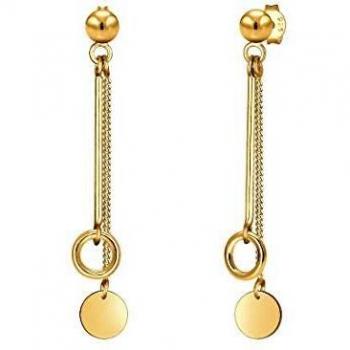 Pendientes ELLI Stecker Kreis y Plättchen en Plata de Ley 925 dorados, sin piedra, para dama, talla única