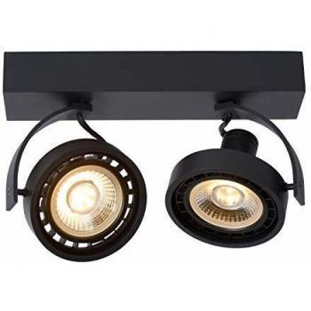 Spot LED Dorian Doble 12W Regulable a Cálido GU10 2200K/3000K Negro