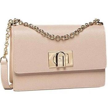 Furla 1927 Mini Crossbody Shoulder Bag in Beige and Blush Pink Leather