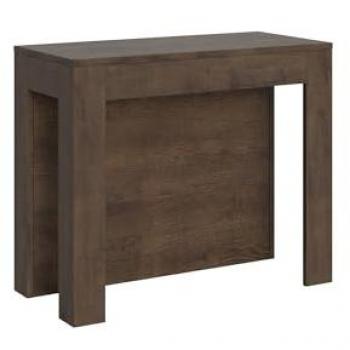 Consola Extensible Cayman 90x42/290 cm Efecto Madera Nogal con Extensiones Internas