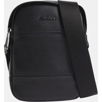 Calvin Klein Eco-Chic Black Shoulder Bag with Logo Detail, Messenger Bag, Male, Black, Size: ONE SIZE, Black Polyester