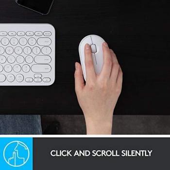 Logitech Pebble Ratón Inalámbrico, Bluetooth o 2,4 GHz con Receptor Unifying, Ratón con Clic Silencioso para Portátil/Notebook/PC/Mac/iPad OS/Chromebook - Blanco