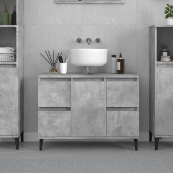 Armario de lavabo de hormigón gris 80x33x60 cm de madera contrachapada