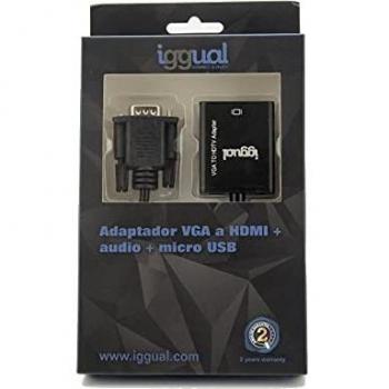 iggual Adaptador VGA a HDMI + audio + microUSB