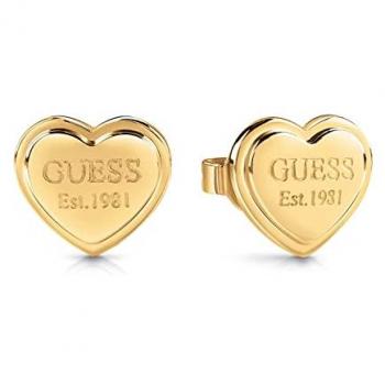 Pendientes Guess Ladies Earrings JUBE02179JWYGTU, diseño de corazón, color dorado, acero inoxidable