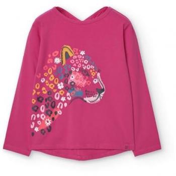 Camiseta Elástica de Niña Boboli con Dibujo Frontal y Abertura Decorativa Trasera