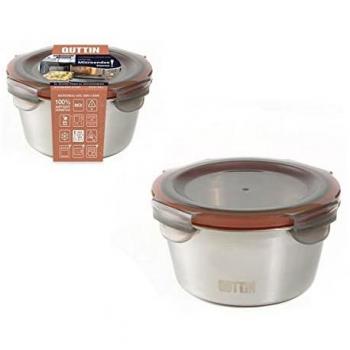 Fiambrera Hermética de Acero Inoxidable 0.3L y 2L, Apta para Microondas - Quttin