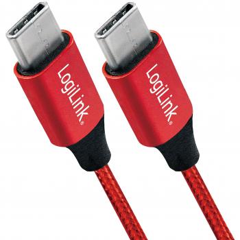 Cable de carga y sincronización LogiLink USB 2.0, USB-C a USB-C, 1,0 m, rojo