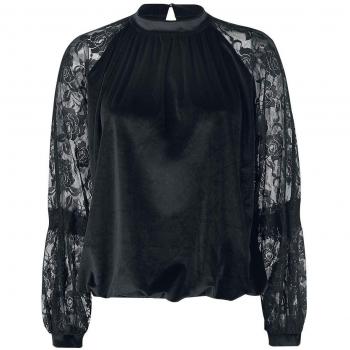 ForPlay Jersey de Encaje y Terciopelo Camisa Manga Larga Negro XXL