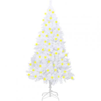 180cm White Artificial Pre-lit Christmas Tree with Thick Branches
