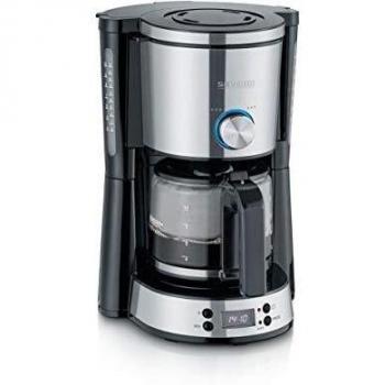 Severin KA 4826 Cafetera de Goteo Temporizador 10 Tazas Jarra de Cristal Desconexión Automática Pantalla LED Acero Inoxidable Cepillado/Negro Semi-A