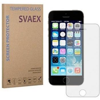 SVAEX iPhone SE / 5 / 5S / 5C Premium Protector de pantalla de vidrio templado - vidrio de dureza 9H - grosor de 0.3mm - transparencia de alta definición - bordes redondeados 2.5D - antigolpes - recubrimiento oleofóbico - tacto delicado - vidrio de alta