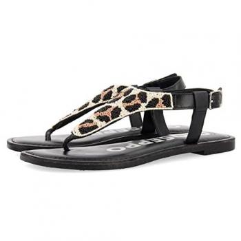 Gioseppo Women's Newfane Multicolour T-Bar Sandals (Leopard Print)