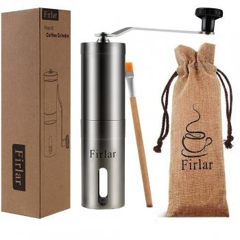 Firlar manual molinillo de café premium de cuerpo de acero inoxidable ajustable cónico Burr manivela cerámica molino muele granos especias cepillado