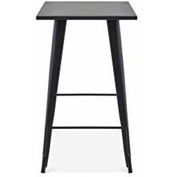 Mesa Alta de Jardín en Acero Negro Mate - Estilo Industrial 20x101x60cm