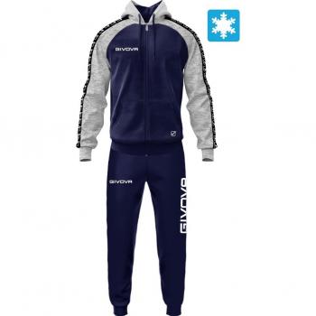 Givova Italia 103 Men's Tracksuit with Stripes, Blue/Light Gray, Size 2XL